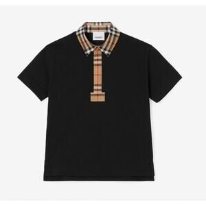 Burberry Vintage Check Trim Cotton Piqué Polo Shirt
